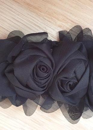 Женский черный пояс-резинка "двойная роза"2 фото