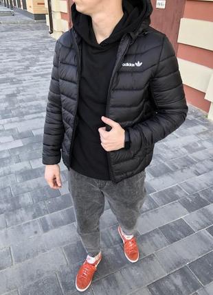 Мужская куртка adidas черная самая низкая цена демисезонная3 фото