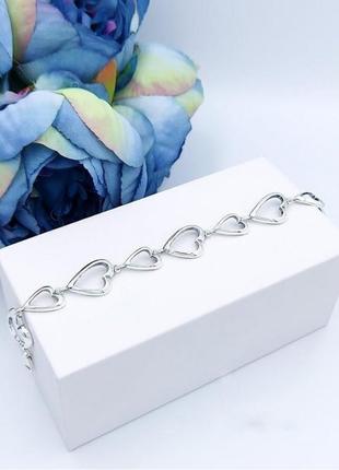 Срібний браслет з сердечками bh 593