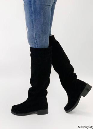 🔥чоботи-труби viola чорний замш.