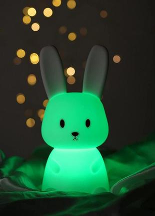 Сенсорный мягкий ночник зайчик silicone bunny, аккумулятор 1200 мач, 20 см6 фото