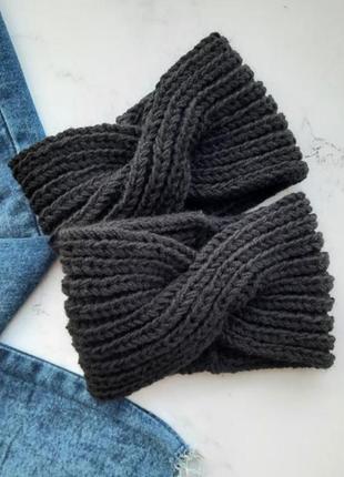 Вязаная повязка чалма на голову женская шапка