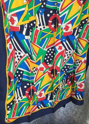 Шелковый яркий винтажный платок франция, 100% шелк, винтаж