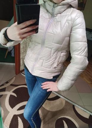 Деми курточка, бледно розовая!)4 фото