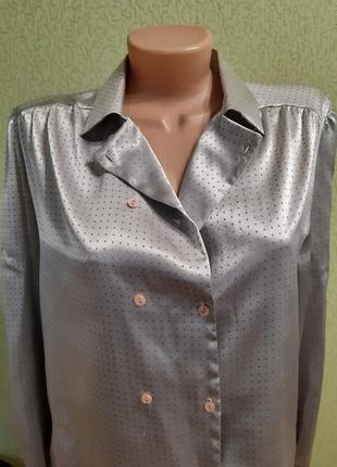 Атласна блузка сорочка кольору жемчужнлго4 фото