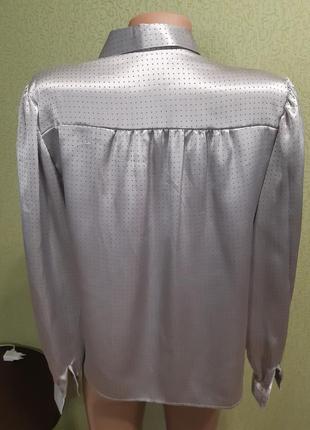 Атласна блузка сорочка кольору жемчужнлго6 фото