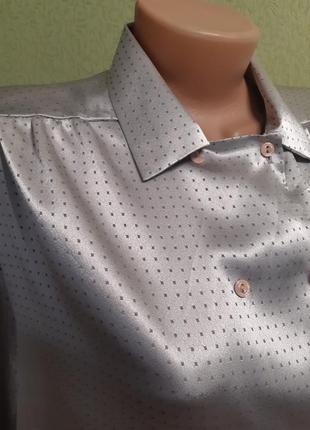 Атласна блузка сорочка кольору жемчужнлго2 фото