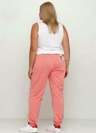 Батал 62 64 розмір! лососеві штани джоггеры з начосом esmara коралові рожеві теплі штани джогери на кулісці великий розмір4 фото
