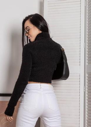 Кроп светр з горлом травичка 30% вовна7 фото