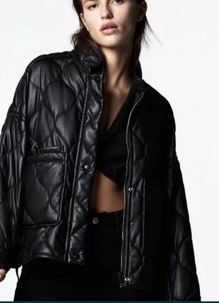 Кожаная курточка zara оригинал! куртка оверсайз куртка демісезонна