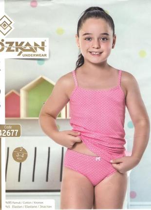 Хлопковый комплект для девочек 7-10 лет - трусики и майка, турция ozkan.2 фото