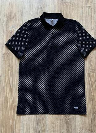 Мужская классическая хлопковая поло футболка в горошек moschino