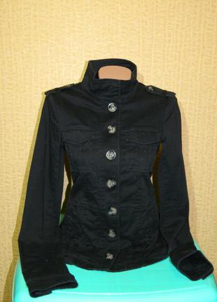 Куртка женская чёрная котоновая на пуговицах размер 42 44 h&m