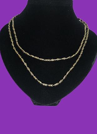 Длинные бусы пластиковые ожерелье в золотом цвете