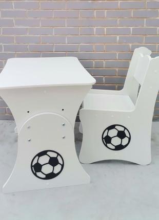 Детский растущий столик и стульчик футбольный мяч белый мдф 10 мм