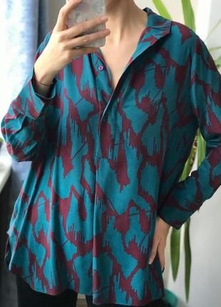 Шелковая блуза рубашка абстрактный принт шелк by malene birger