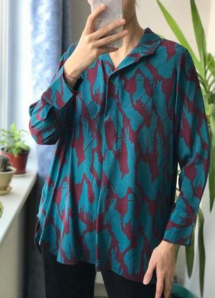 Шелковая блуза рубашка абстрактный принт шелк by malene birger6 фото