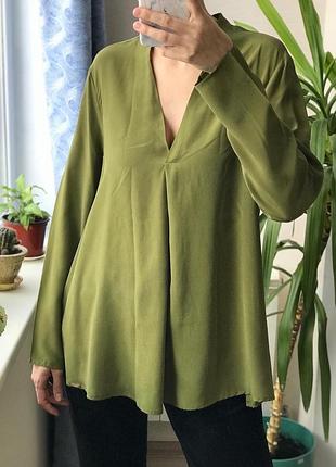 Зеленая шелковая блуза франция cinque cos arket