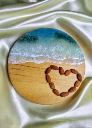 Дошка для подачі холодних закусок море епоксидною смолою