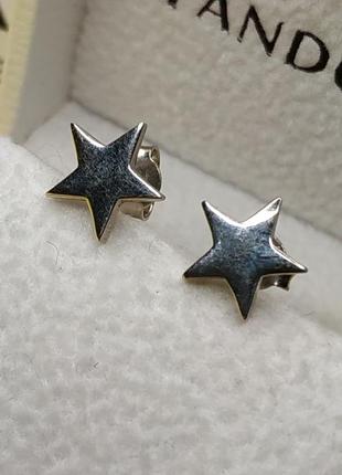 Серьги стерлинговое серебро 925 проба звёздочки звезды маленькие пусеты гвоздики1 фото