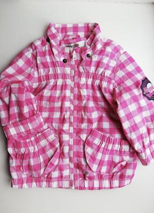 Розовая курточка ветровка дождевик непромокайка 6-9 месяцев размер 68
