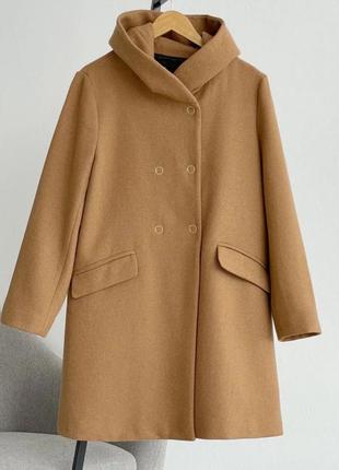 Цену снижено!!!шерстяное пальто zara с капюшоном