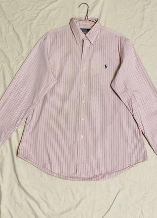 Розовая рубашка в полоску ralph lauren1 фото