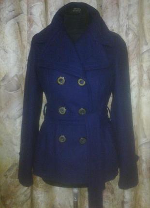 Фирмен.полу-пальто "баклажан", silsver spoom англия, мраз. 80%шерсть.