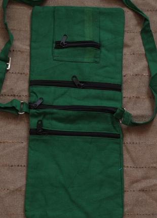 Зеленая сумка кошелек 2 кармана. индия1 фото