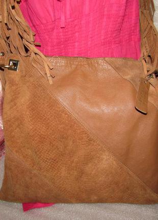Модна сумка на плече з бахромою 100% натуральна шкіра ~river island~ індія