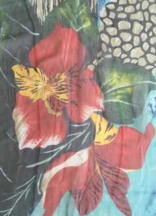 Красивый яркий в тропические цветы платок италия  легкий1 фото