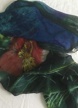 Красивый яркий в тропические цветы платок италия  легкий4 фото
