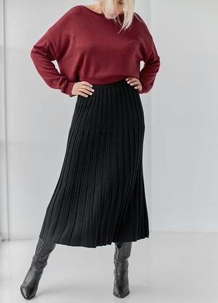 Вязаная юбка плиссе черного цвета. модель 2025 trikobakh. размеры 42/46, 48/525 фото