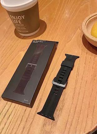 Чёрный матовый силиконовый ремешок для apple watch 38/40 или 42/44 мм