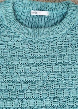 Oodji стильный свитер/джемпер бирюзового цвета,красивой рельефной вязки, рукав 3/42 фото