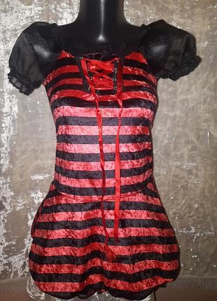 Бархатное велюровое платьице готическое рейв стимпанк бурлеск в полоску