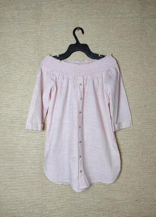 Легкая летняя хлопковая блузка топ с открытыми плечами3 фото