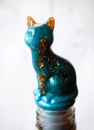 Пробка для вина/шампанського у вигляді кішки, ручна робота з ювелірної смоли