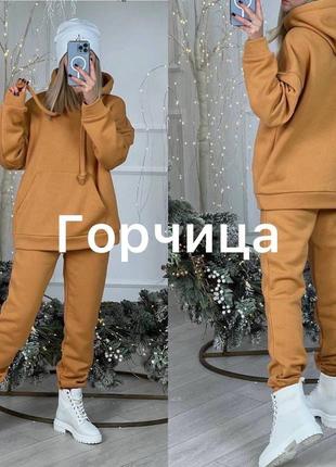 Женский спортивный костюм тёплый на флисе зимний чёрный красный серый зеленый