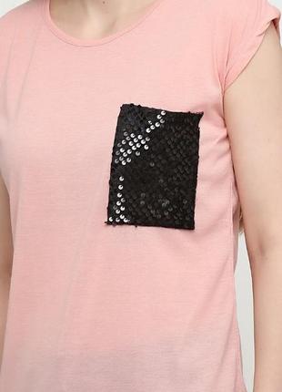 Рожева підліткова футболка з асиметричні кишеньою тм spora розмір s/xs2 фото