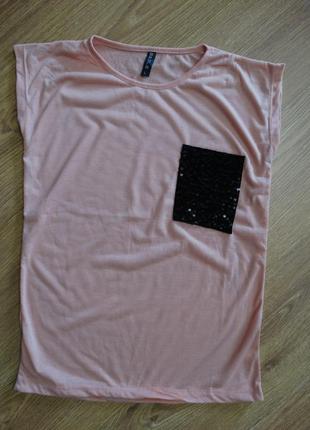 Рожева підліткова футболка з асиметричні кишеньою тм spora розмір s/xs5 фото