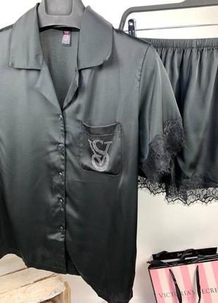 Женская пижама victoria’s secret черная на подарок 14 февраля 8 марта виктория сикрет3 фото