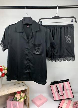 Женская пижама victoria’s secret черная на подарок 14 февраля 8 марта виктория сикрет9 фото