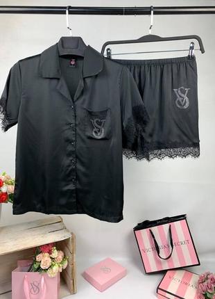 Женская пижама victoria’s secret черная на подарок 14 февраля 8 марта виктория сикрет7 фото