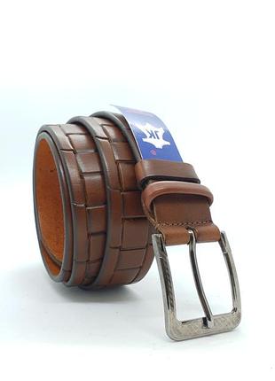 Мужской классический коричневый ремень, ширина 3.5 см