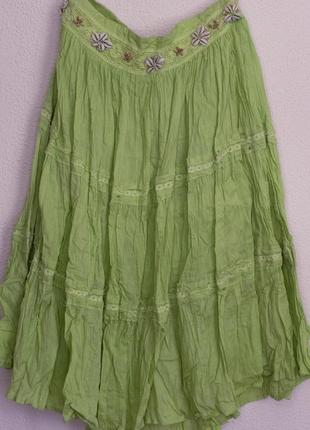 Этно юбка хлопковая с ракушками каури . индия1 фото