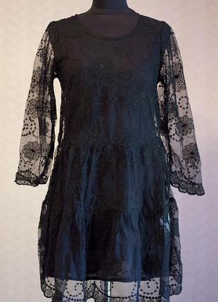 Чорна майка + туніка мережива індія розмір s