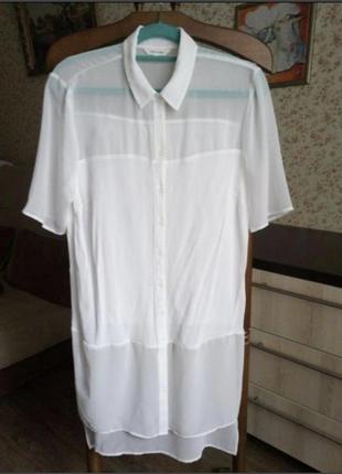 Біла довга сорочка, блуза розмір с-м