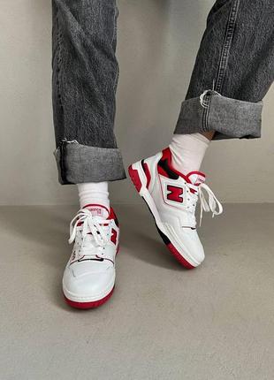 New balance 550 red брендовые белые красные кроссовки беланс трендовая модель жіночі круті білі кросівки2 фото