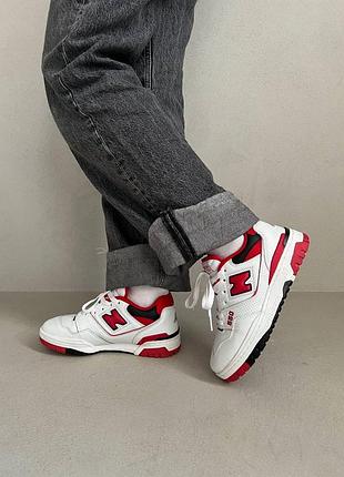 New balance 550 red брендові білі червоні кросівки беланс трендова модель жіночі круті білі кросівки
